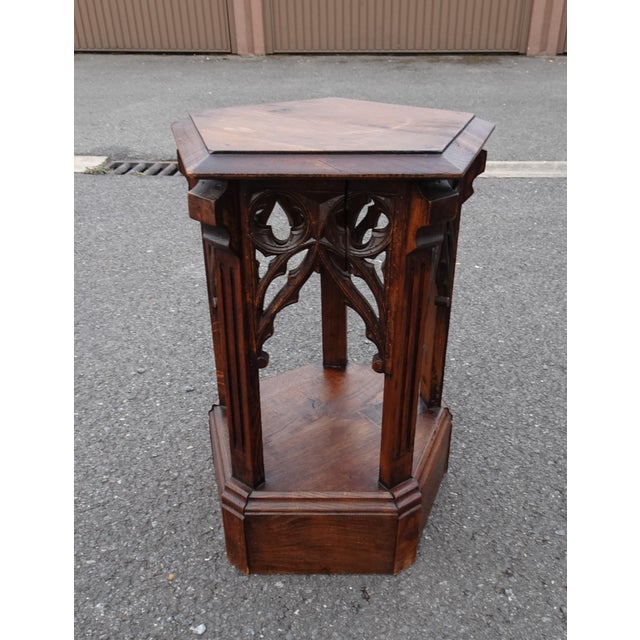 19th Century Antique Oak Gothic Pedestal, 1890s For Sale - Image 5 of 18