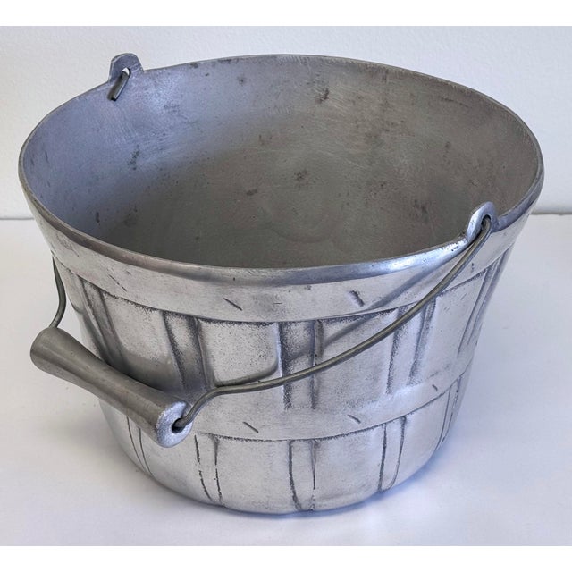 Figurative Vintage Centrumetal Barrel Basket Motif Ice Bucket For Sale - Image 3 of 10