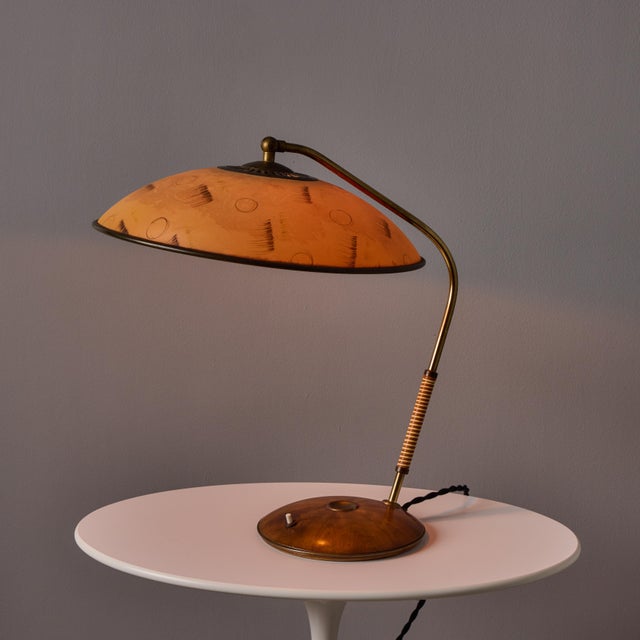 1960s Sculptural Brass and Wood Table Lamp Attributed to j.t. Kalmar For Sale - Image 17 of 18
