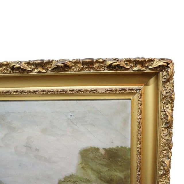 Lg Hudson River School Oil on Canvas Western Mountain Landscape Painting C1890 For Sale - Image 6 of 11
