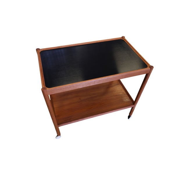 Danish Serving Trolley in Teak and Black Melamine, 1960s For Sale - Image 4 of 9