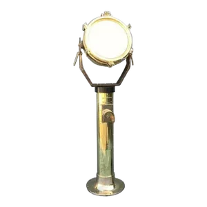 Vintage Solid Brass Maritime Spotlight on Pedestal