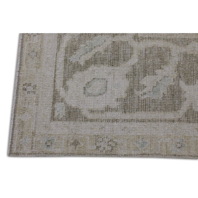 Modern Green & White Handwoven Turkish Oushak Rug 8'8" X 11'7" For Sale - Image 3 of 7