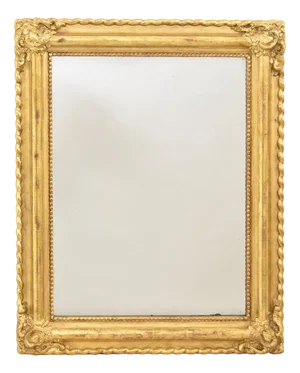 Small 19th Century Rectangular Gold Leaf Mirror in the style of Louis Philippe Mirror, 1840s