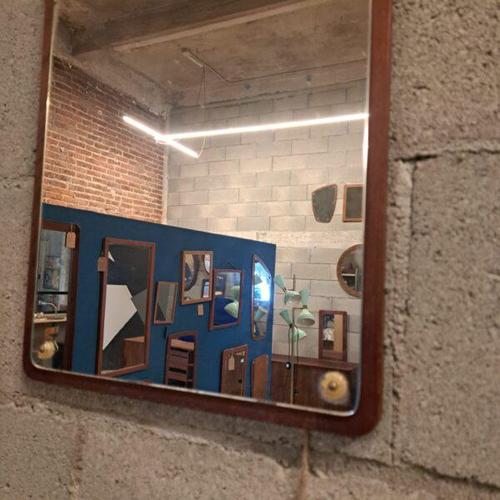 Vintage teak mirror, Denmark 1950