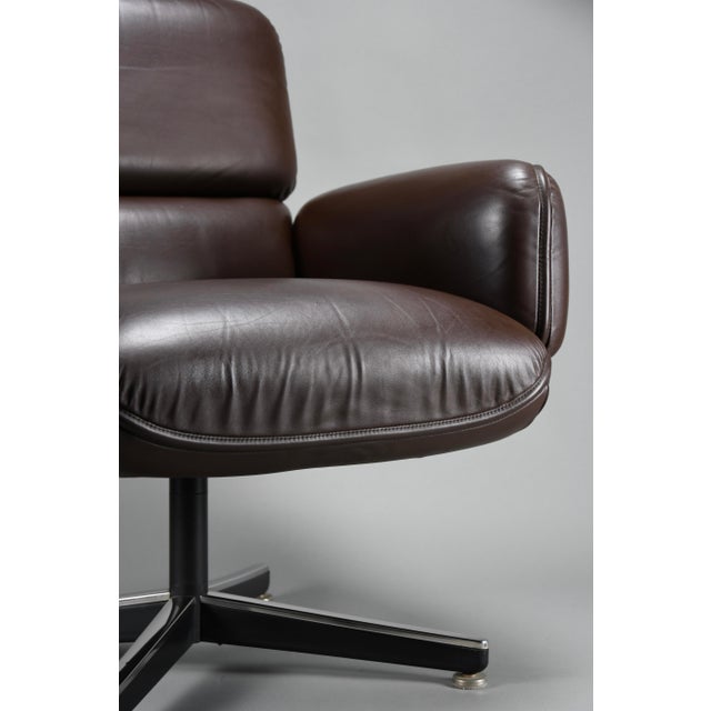 Mid-Century Executive Armchair in Brown Leather by Otto Zapf for Knoll International, 1960s For Sale - Image 10 of 14