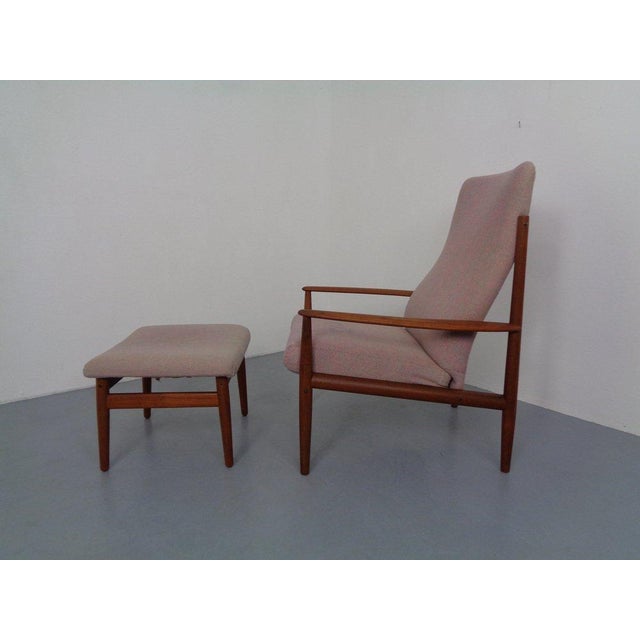 Grete Jalk Set of Teak High-Back Chair and Ottoman by Grete Jalk for France & Son, Denmark, 1960s For Sale - Image 4 of 18