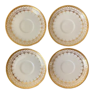 19th Century English Gold Porcelain Regency Drinks Coasters by Mintons- Set of 4