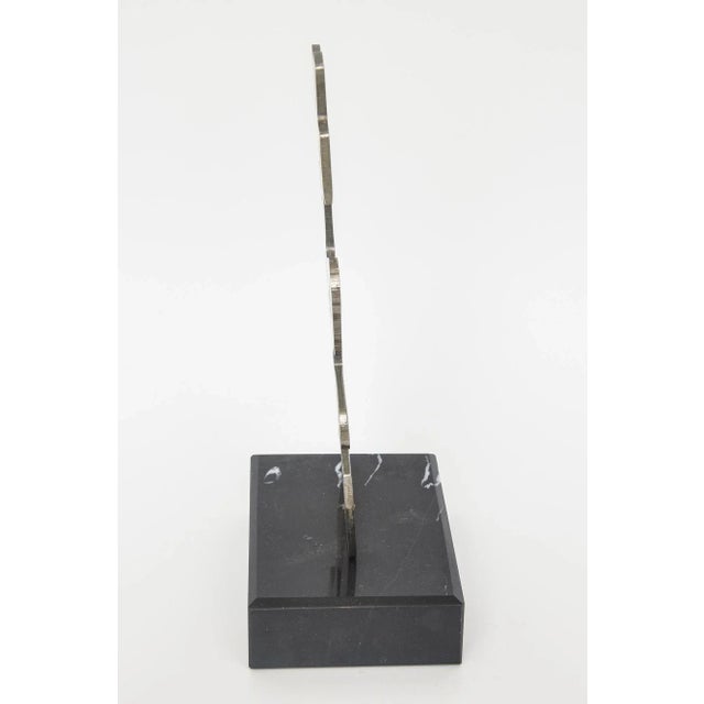 Vintage Abstract Steel Cubist Style Sculpture on Black Veined Marble Base For Sale - Image 10 of 12