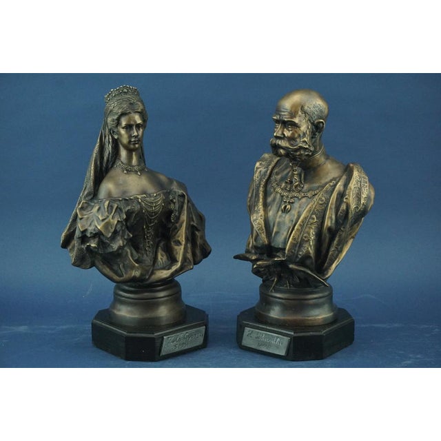 Item description: Fabulous pair of bronze busts depicting the famous Princess Sissi and Emperor Franz Joseph of Austria,...