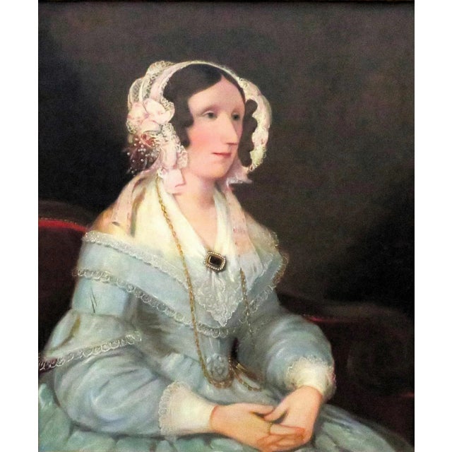 FREE SHIPPING ANYWHERE IN THE CONTINENTAL US! This is an antique portrait of a beautiful young Victorian woman in a blue...