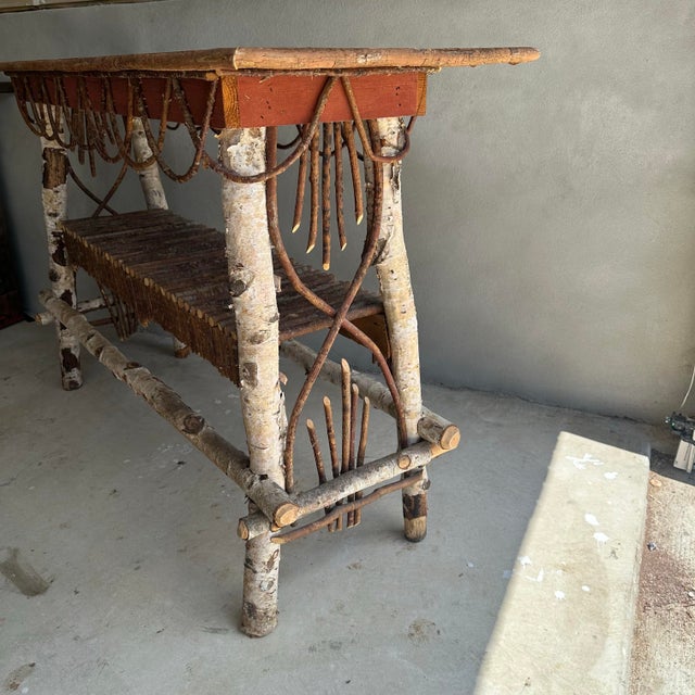 Adirondack Handmade Twig and Birch Wood Entry Table For Sale In San Antonio - Image 6 of 11