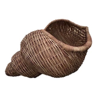 Monumental Woven Rattan Shell Form Sculpture For Sale