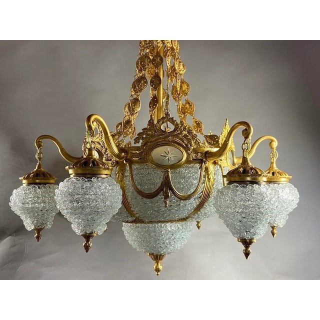 French Louis XVI Style Chandelier From Bronze and Crystal For Sale - Image 9 of 12