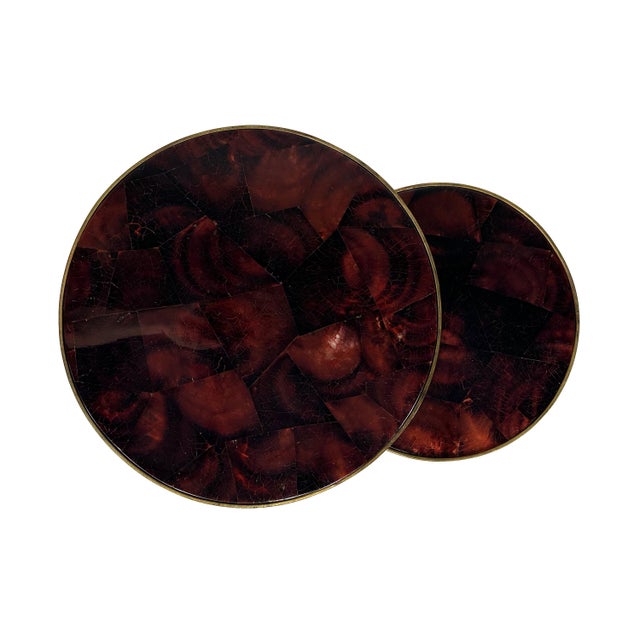 Modern Brass and Pen Shell Nesting Accent Tables by Crate and Barrel For Sale In Salt Lake City - Image 6 of 12