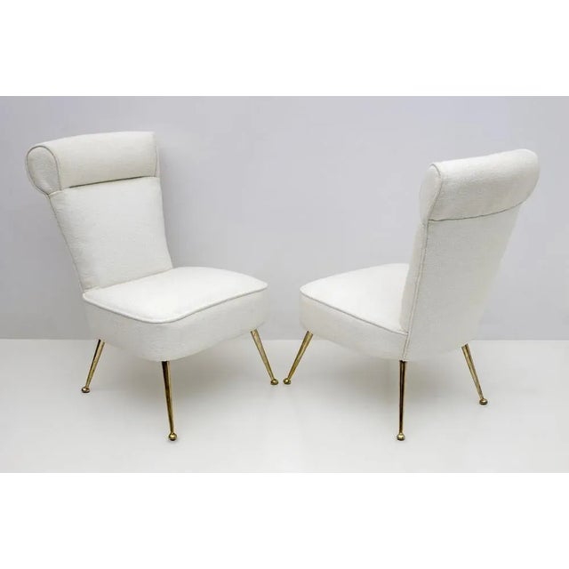 Gold Set of Small Mid-Century Italian Modern Boucle Armchairs, 1950s For Sale - Image 8 of 8