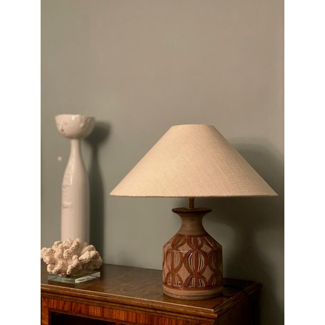 1960s Italian Brown Ceramic Table Lamp, 1960s For Sale - Image 5 of 11
