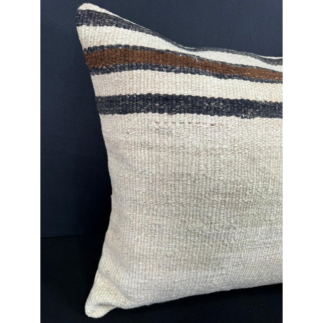 Turkish Hemp Pillow Cushion Natural Beige Black Cushion Cover 20"x20" #30685 Enhance your home decor with our Kilim Pillow...