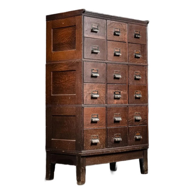 1920s Antique Japanned Copper 18 Drawer Apothecary For Sale