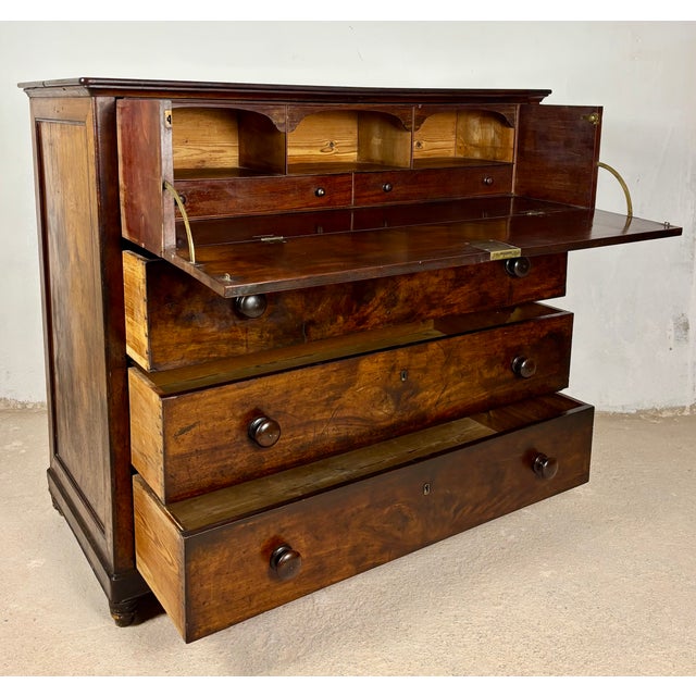 19th Century Spanish Colonial Walnut Secretary Chest With Fall Front Desk For Sale - Image 9 of 18