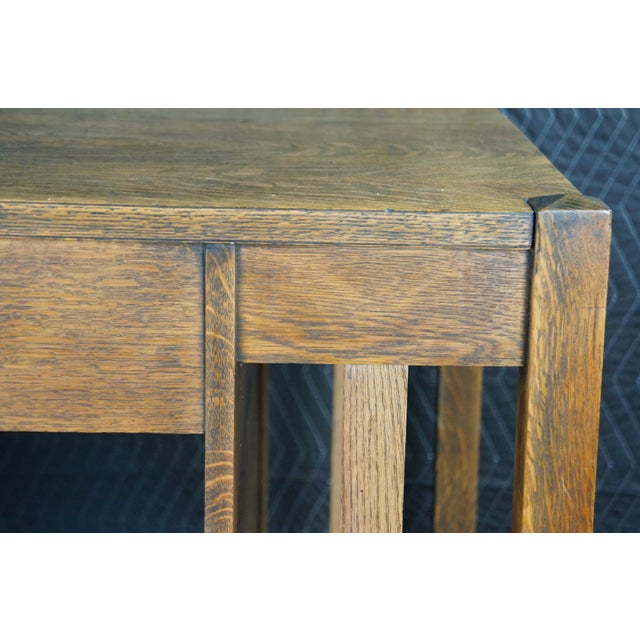 Antique Mission Arts Craft Quartersawn Oak Library Bookcase Table Desk Inkwell For Sale - Image 18 of 18