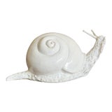 Elegant Italian Mid-Century Modern White Glazed Ceramic Snail Sculpture For Sale