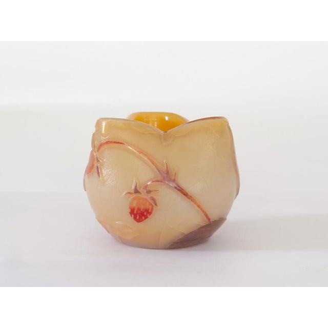 Small Art Nouveau Glass Vase with Strawberries from Legras, 1900s For Sale - Image 3 of 9