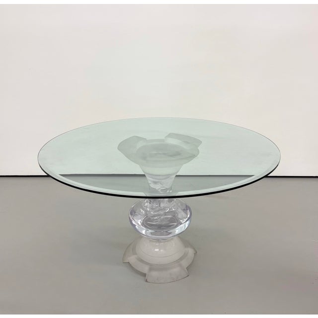 Mid 20th Century Vintage Abstract Lucite Base Dining Table For Sale - Image 5 of 8