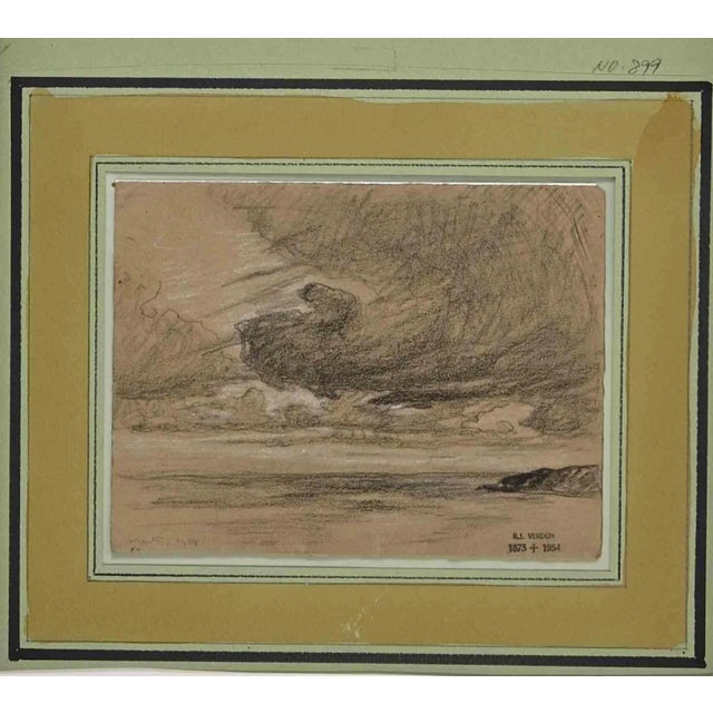 Raymond Jean Verdun, Cloudy, Original Pencil Drawing, 1908 For Sale - Image 3 of 3