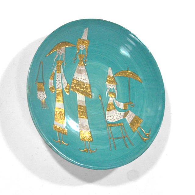 Turquoise Italian Ceramic Charger Attributed to Fratelli Fanciullacci For Sale - Image 8 of 9