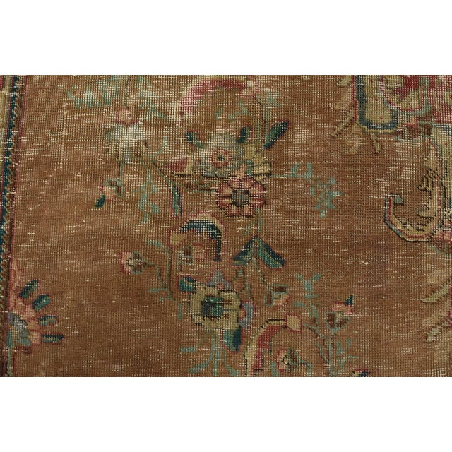 Tabriz Rug 7’7” X 10’7” Brown Wool Vintage Distressed Hand-Knotted Carpet For Sale - Image 11 of 15