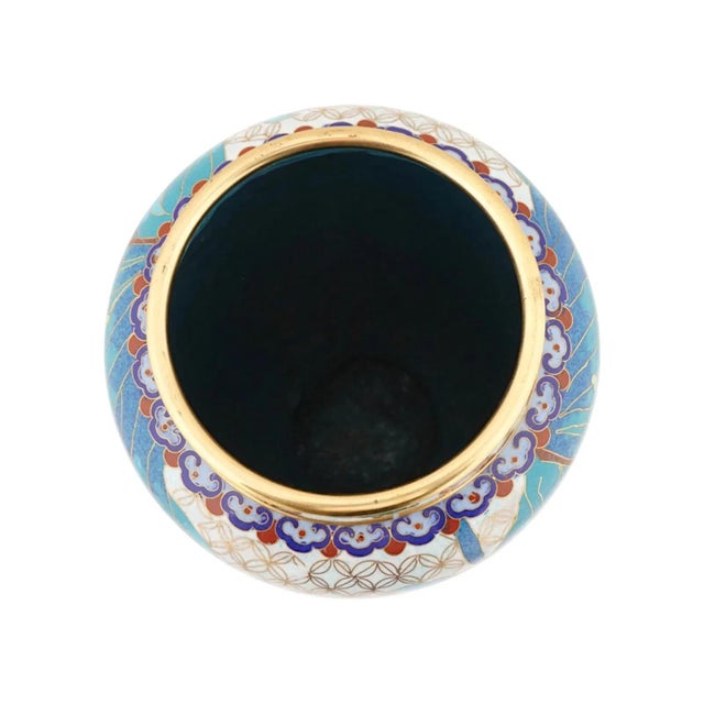 Chinese Chinese Birds Polychrome Cloisonne Enamel Vase For Sale - Image 3 of 6