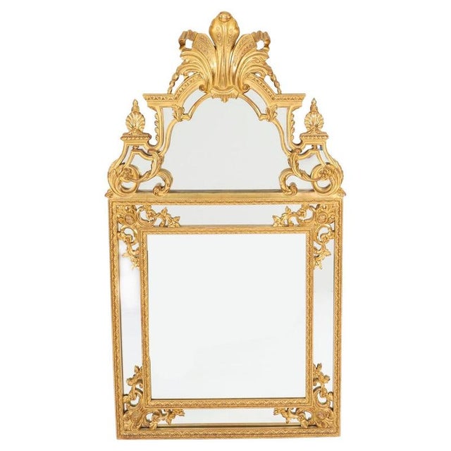 Antique Louis Revival Giltwood Overmantel Cushion Mirror, 1920s For Sale - Image 9 of 9