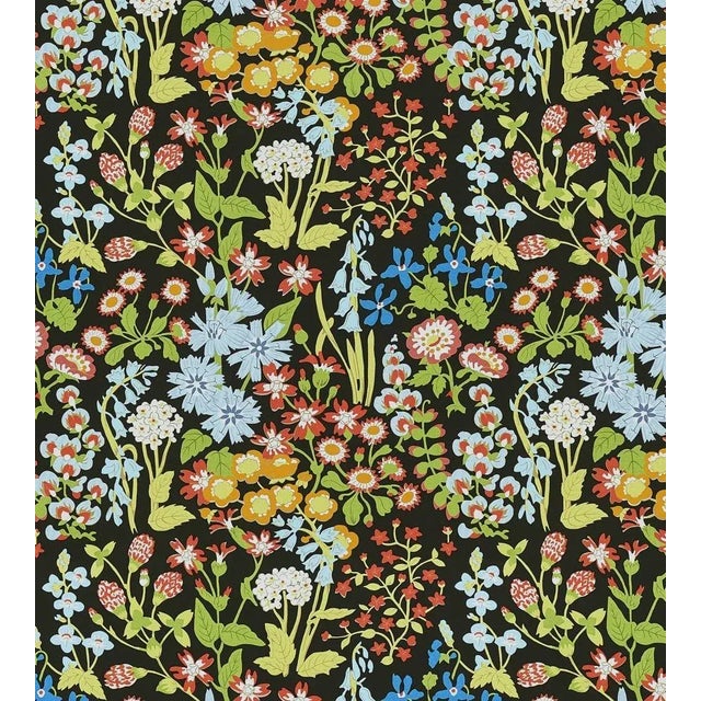 Sample - The House of Scalamandré Nymph Floral Fabric, Black Multi For Sale