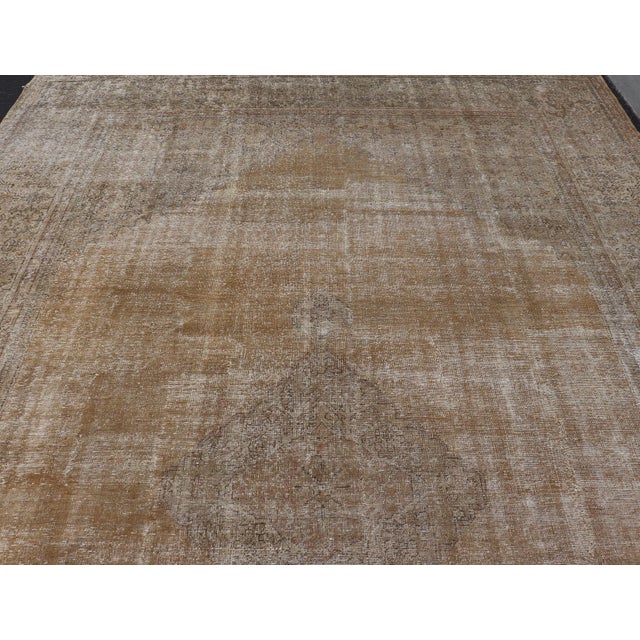Antique Turkish Oushak Rug With Soft Camel and Muted Taupe Tones 12'0 X 18'5 For Sale - Image 4 of 12