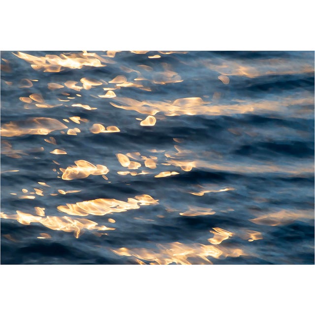 Gold Water Highlights Sparkle Ocean Art Print 34x22 by Angela Cameron For Sale