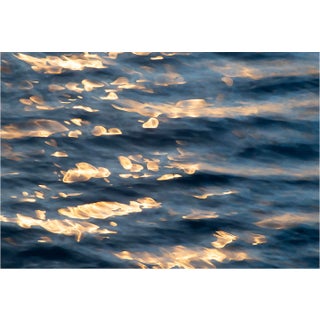 Ocean Art Print Gold Sparkle on Blue Water Fine Art Print 34x22 by Angela Cameron For Sale