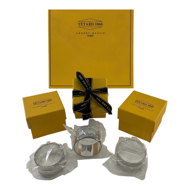 New 1990s Set of 3 Refined Sterling Silver Round Napkin Rings, Gadroon. For Sale