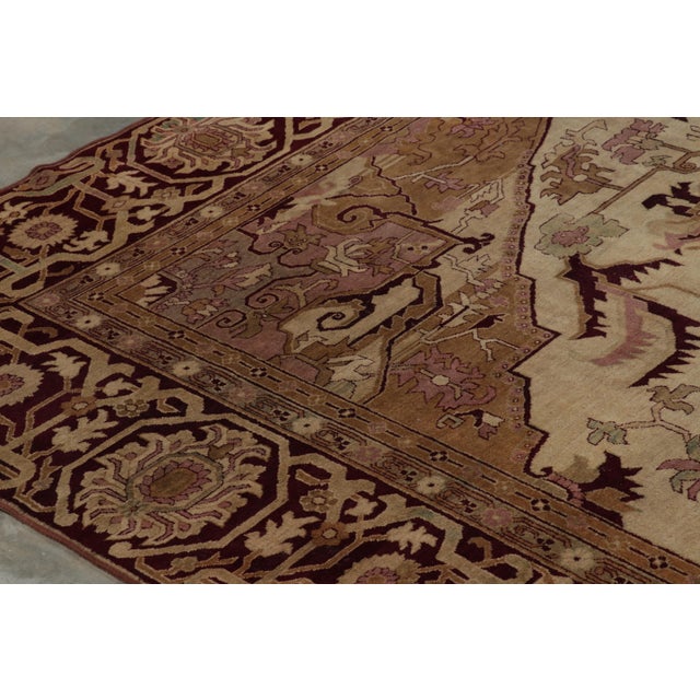 Rug & Kilim Antique Amritsar Rug in Beige-Brown Tones With Floral Medallion - Rug & Kilim For Sale - Image 4 of 10
