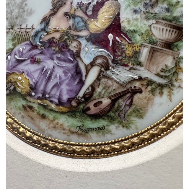 French Porcelain Plaque, Signed “ Fragonard” and Framed in Gilt Molding, Circa 1890. For Sale In Chicago - Image 6 of 10