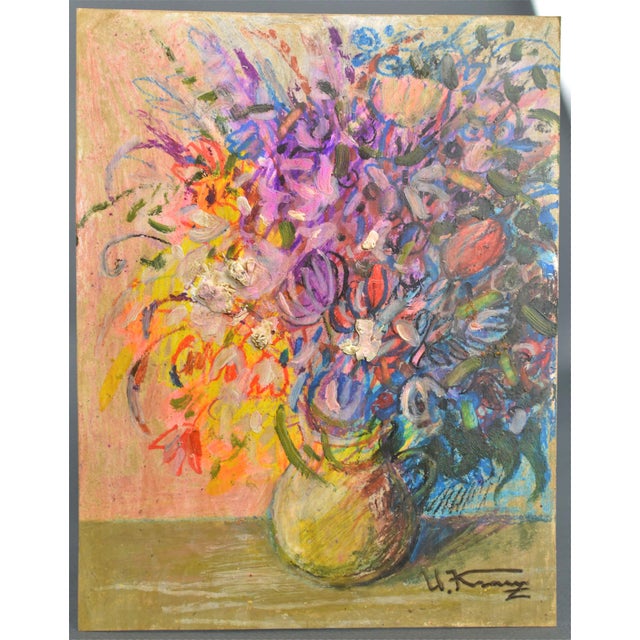 Uldis Krauze, Flowers in a Vase, 2020, Oil Painting on Board, in Very Good conditions. Designed from 2000 This piece has...