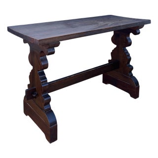 Spanish Rustic Trestle Console Table, 1940s For Sale