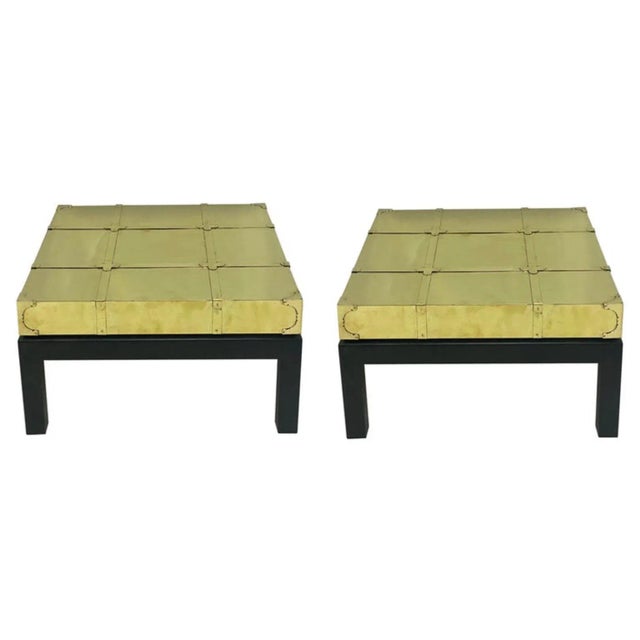 Sarreid Ltd. Sarreid Ltd. Brass Asian & Campaign Style Side or Coffee Table For Sale - Image 4 of 7