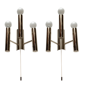 Mid-Century Space Age Chrome Wall Lamps, 1960s, Set of 2