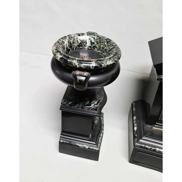 Architectural Clock Depicting Medici Lion & Cassolettes in Bronze, Set of 3 For Sale - Image 14 of 15