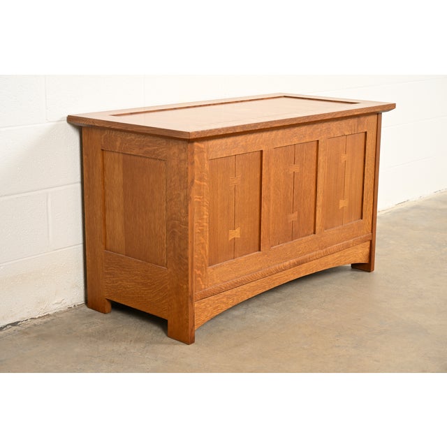 Stickley Harvey Ellis Collection Mission Arts & Crafts Inlaid Oak Blanket Chest For Sale In South Bend - Image 6 of 18