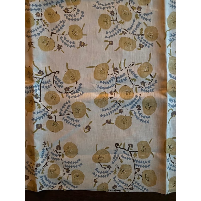 Penny Morrison's classic Pasha floral printed on their soft-white Adam Linen. Pasha is a warm yellow flower design with...