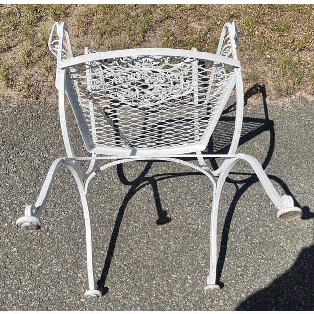 Spanish Pair Woodard Iron Arm Chairs Andalusian Spanish Lace Pattern For Sale - Image 3 of 9