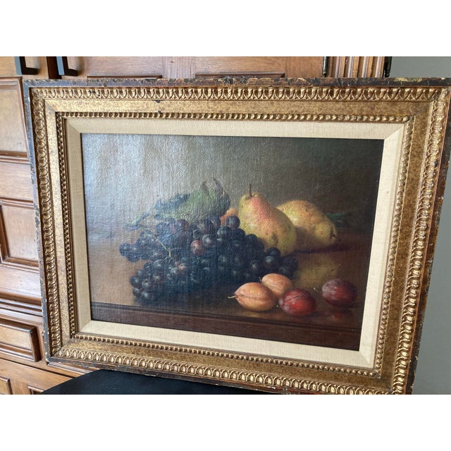 Important American Americana 1893 Painting Franklin Harrison Miller Sill Life With Grapes, Pears and Plums For Sale - Image 6 of 12