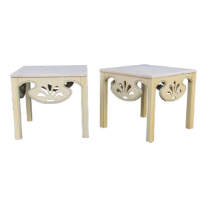 1960's Hollywood Regency Stone Top Side Tables a - Pair